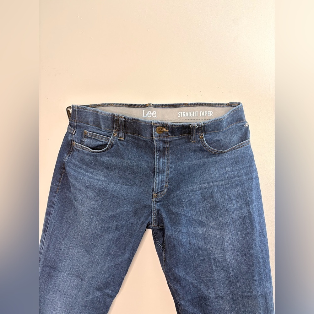 Lee Denim Straight Tapered Jeans in Classic Blue - Picture 4 of 10
